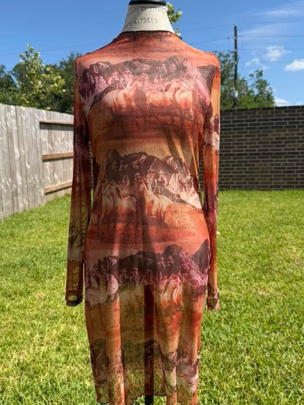 Duluth Trading Co Orange Brown Mesh Layering Dress